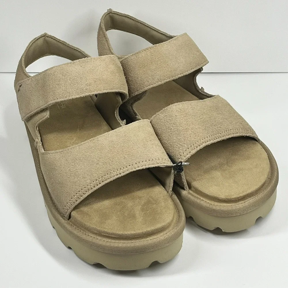 Koolaburra by UGG Tizz Platform Sandals Women's 11 Adjustable Desert Stone Suede
